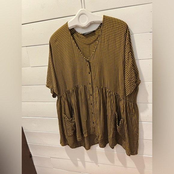Zara Woman yellow and black gingham tunic dress in size S. - Picture 6 of 11